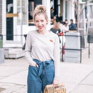 J. Crew Kiss Lips Merino Wool Tippi Sweater Grey Small